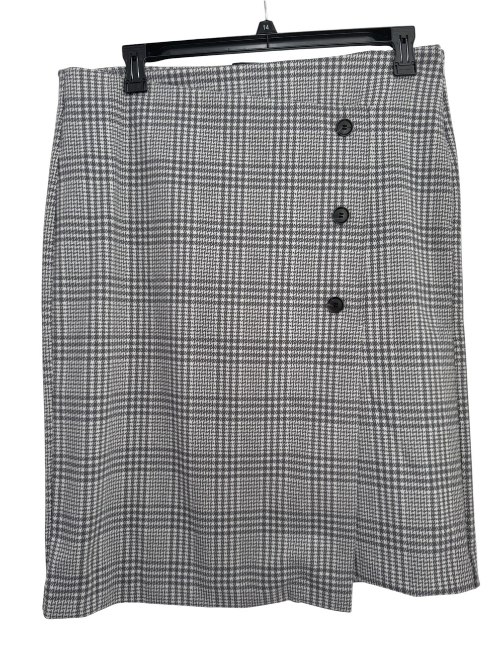 Ann Taylor Gray & White Houndstooth Button-Accent Pencil Skirt, Size 16 - NWT